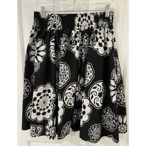 Look at Me Womens Floral Pull On Skirt Pockets One Size Black White